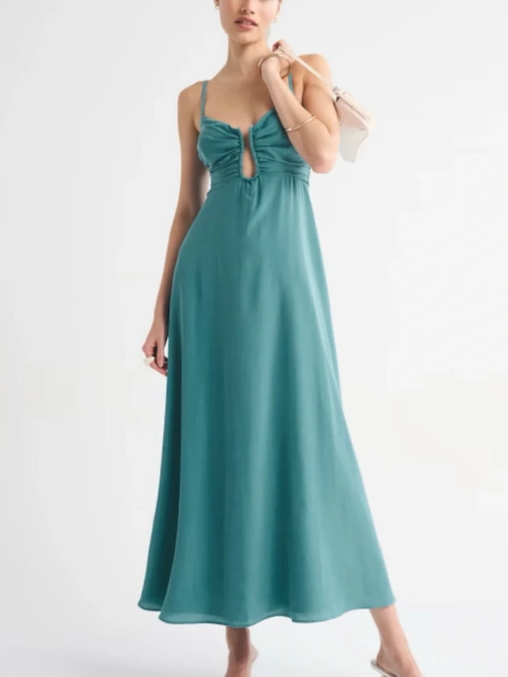 Abercrombie & Fitch Teal Twist-Front Maxi Dress